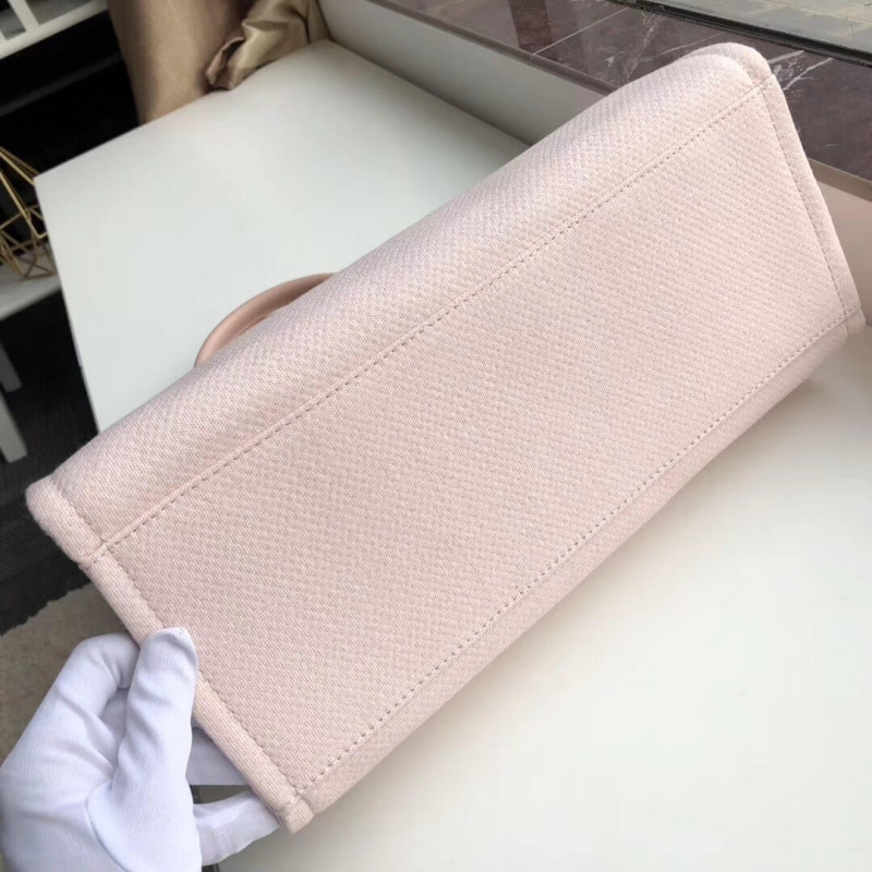 Replica Chanel Deauville Tote 38Cm Canvas Bag A66941 Pink/White - Image 4