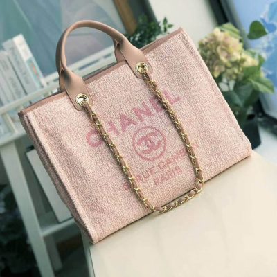 Alternative view of Replica Chanel Deauville Tote 38Cm Canvas Bag A66941 Poudre Pink