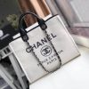 Best Replicas Bags - Chanel Deauville Tote 38cm Canvas Bag A66941 White / Black Best Louis Vuitton LV Replica Bags On Sales