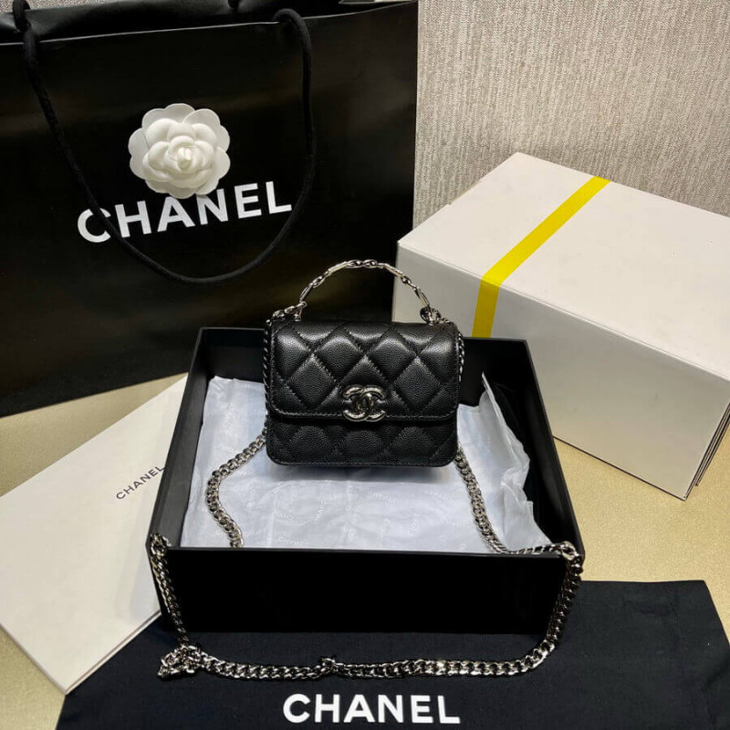 Replica Chanel Enamel Handle Clutch With Chain In Grained Calfskin Ap2758 - Image 5