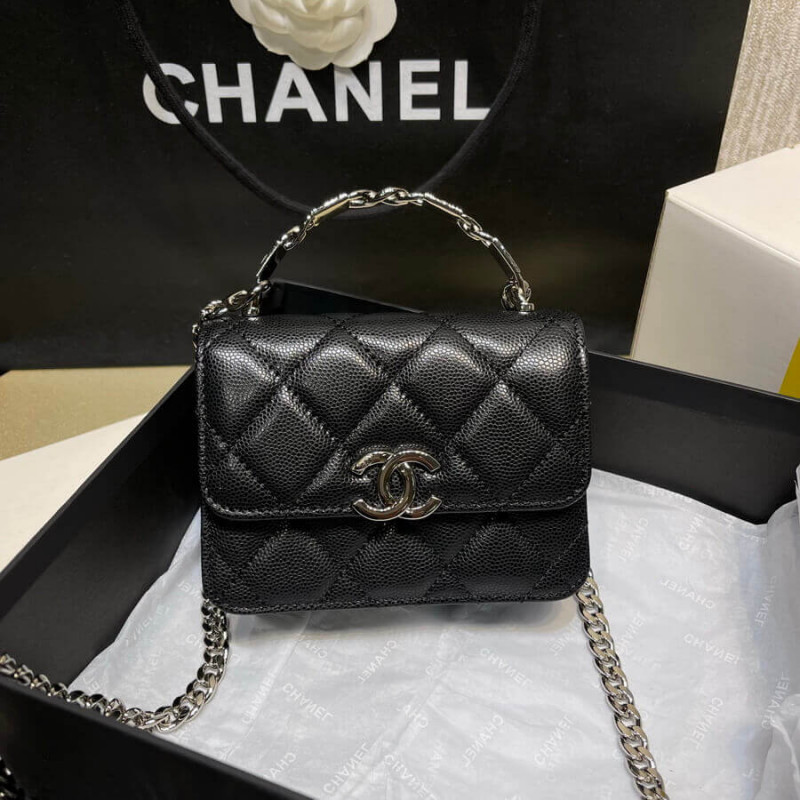 Replica Chanel Enamel Handle Clutch With Chain In Grained Calfskin Ap2758 - Image 6