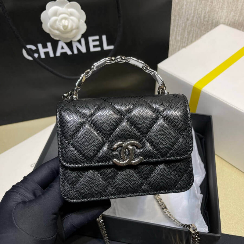 Replica Chanel Enamel Handle Clutch With Chain In Grained Calfskin Ap2758 - Image 7