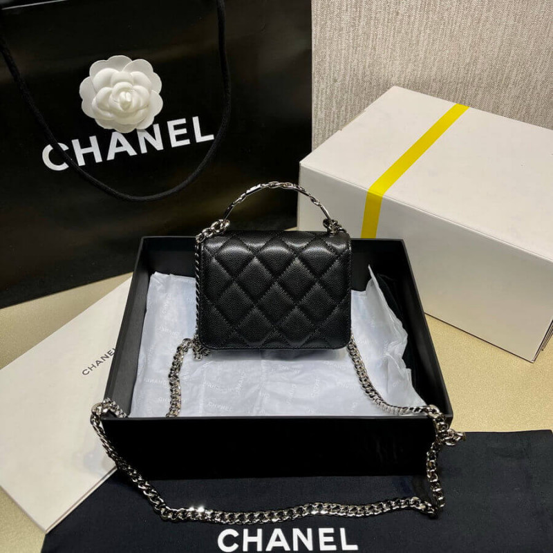Replica Chanel Enamel Handle Clutch With Chain In Grained Calfskin Ap2758 - Image 9