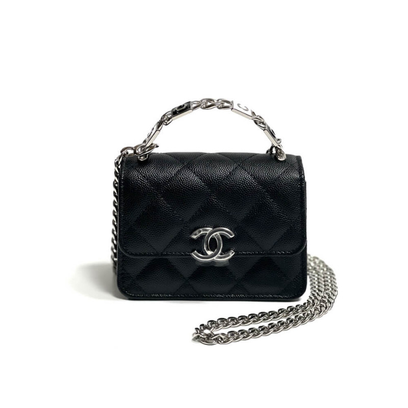 Replica Chanel Enamel Handle Clutch With Chain In Grained Calfskin Ap2758