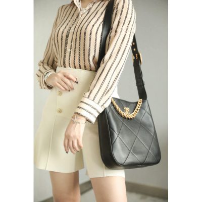 Alternative view of Replica Chanel Hobo Handbag Calfskin Black As2844
