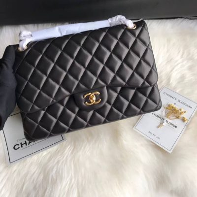 Alternative view of Replica Chanel Lambskin 30Cm Classic Flap Bag A1113 Black