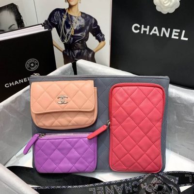 Replica Chanel Lambskin Cases With Accessories Ap1054 Gray, Pink, Purple &Amp; Light Pink