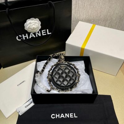 Alternative view of Replica Chanel Lambskin Leather Pouch With Chain Ap2568