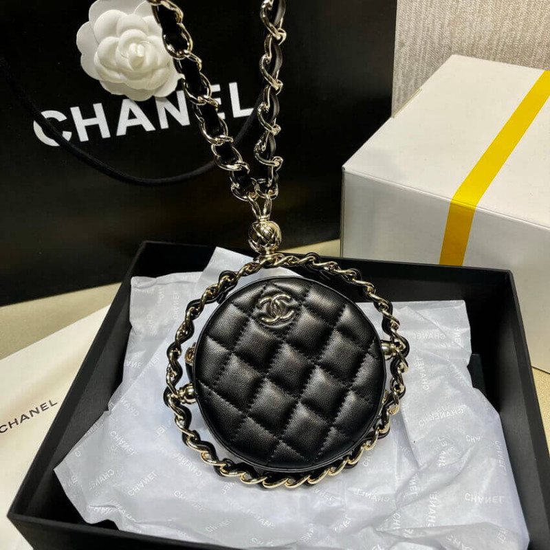 Replica Chanel Lambskin Leather Pouch With Chain Ap2568 - Image 9