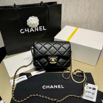 Alternative view of Replica Chanel Lambskin Mini Flap Bag As2855 Black