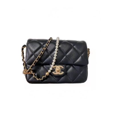 Replica Chanel Lambskin Mini Flap Bag As2855 Black