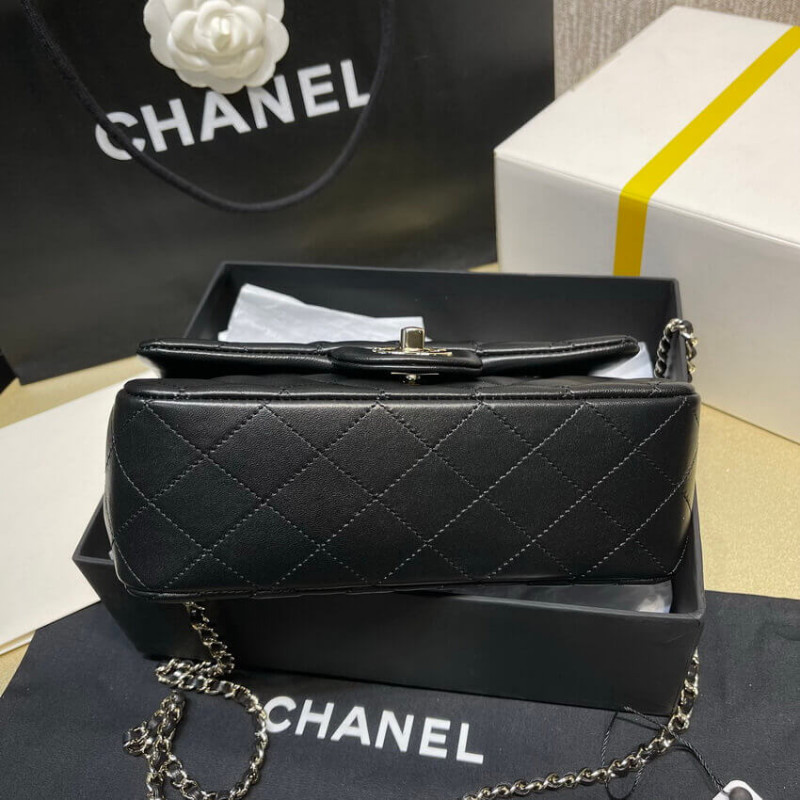 Replica Chanel Lambskin Mini Flap Bag With Top Handle Black As2431 With Charms - Image 7