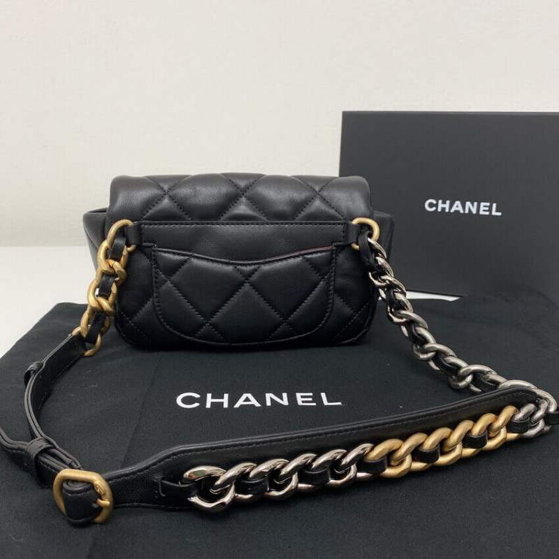 Replica Chanel Lambskin Quilted Chanel 19 Waist Bag As1163 Black - Image 4