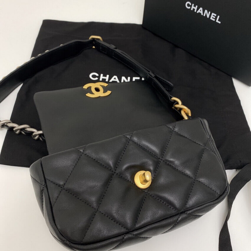 Replica Chanel Lambskin Quilted Chanel 19 Waist Bag As1163 Black - Image 5