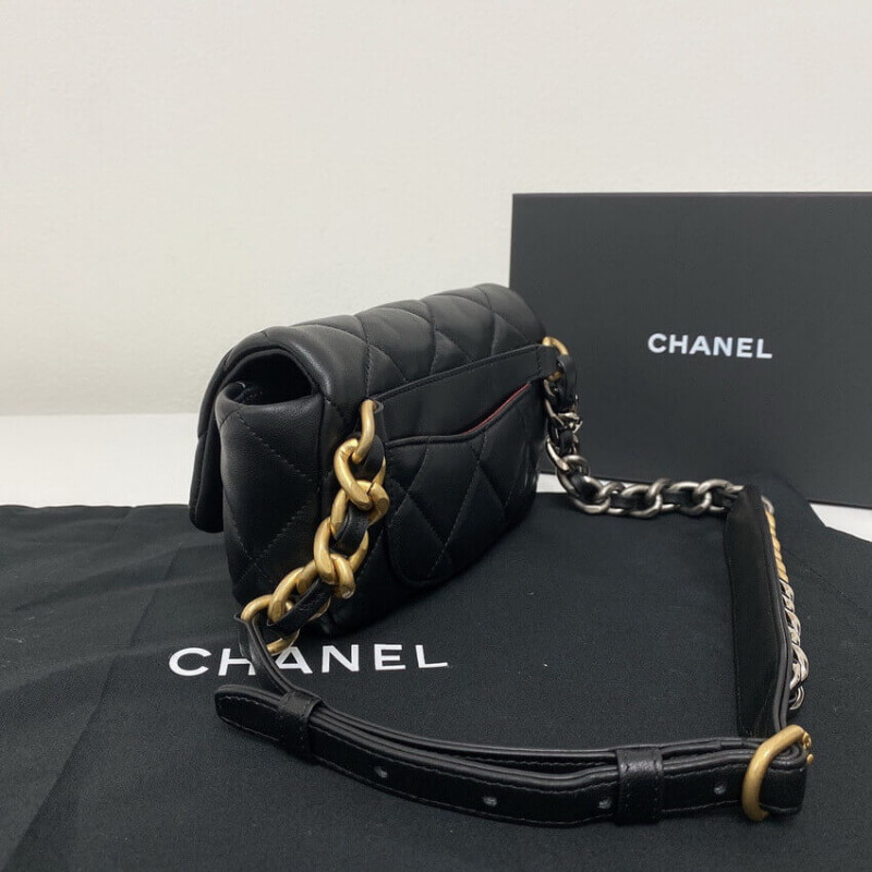 Replica Chanel Lambskin Quilted Chanel 19 Waist Bag As1163 Black - Image 7