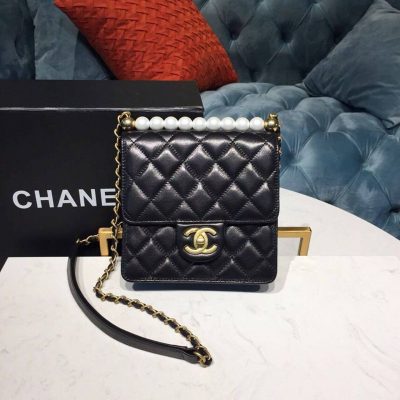 Alternative view of Replica Chanel Small Pearl Chain Flap Bag As0584
