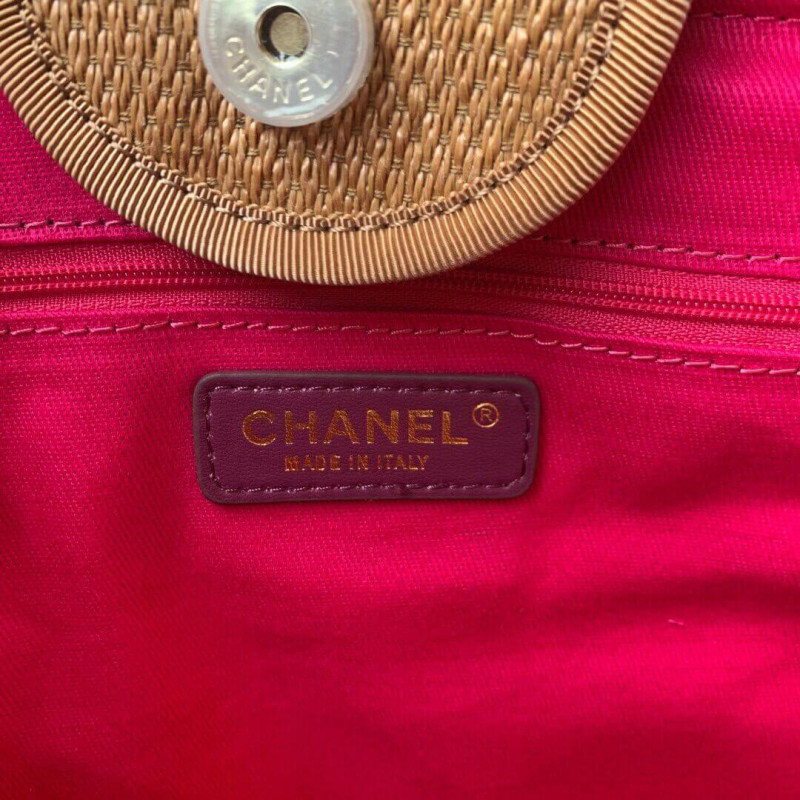 Replica Chanel Straw Raffia Calfskin Striped Large Deauville Tote A93786 - Image 9