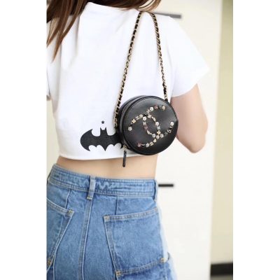 Alternative view of Replica Chanel Studded Cc Detail Round Bag As1180