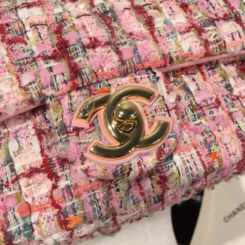 Replica Chanel Tweed Flap Bag With Large Pearl Handle As0593 - Image 5