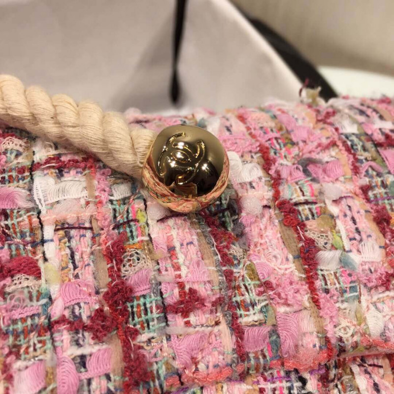 Replica Chanel Tweed Flap Bag With Large Pearl Handle As0593 - Image 6