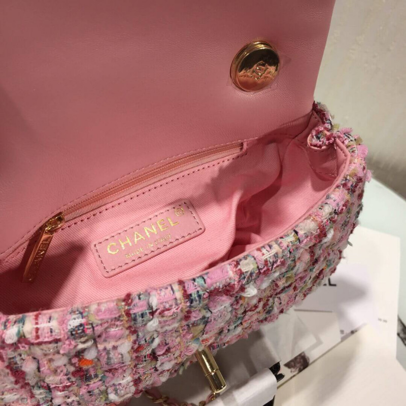 Replica Chanel Tweed Flap Bag With Large Pearl Handle As0593 - Image 10