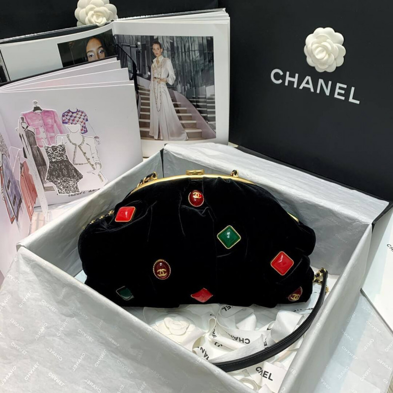 Replica Chanel Velvet Clutch With Enamel As2137