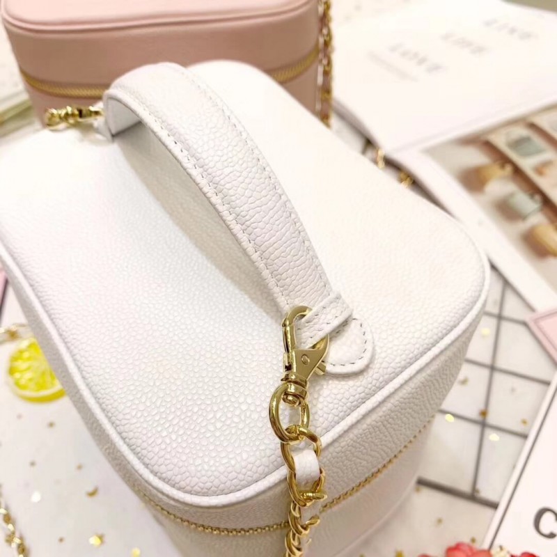 Replica Chanel Vintage Caviar Vanity Cosmetic Bag A12 - Image 4