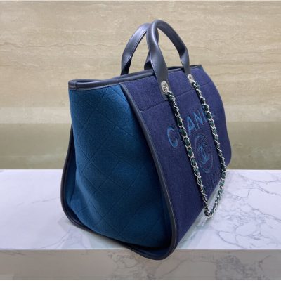 Alternative view of Replica Chanel Wool Felt Deauville Shopping Bag A60598 Blue