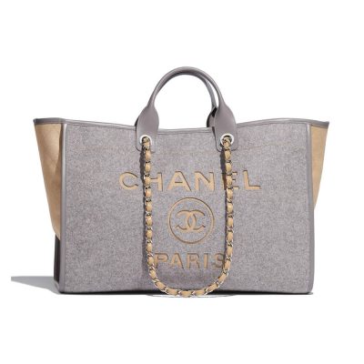 Replica Chanel Wool Felt Deauville Shopping Bag A60598 Grey