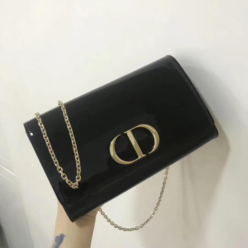 Replica Christian Dior Black 30 Montaigne Patent Calfskin Wallet On Chain S2059 - Image 2