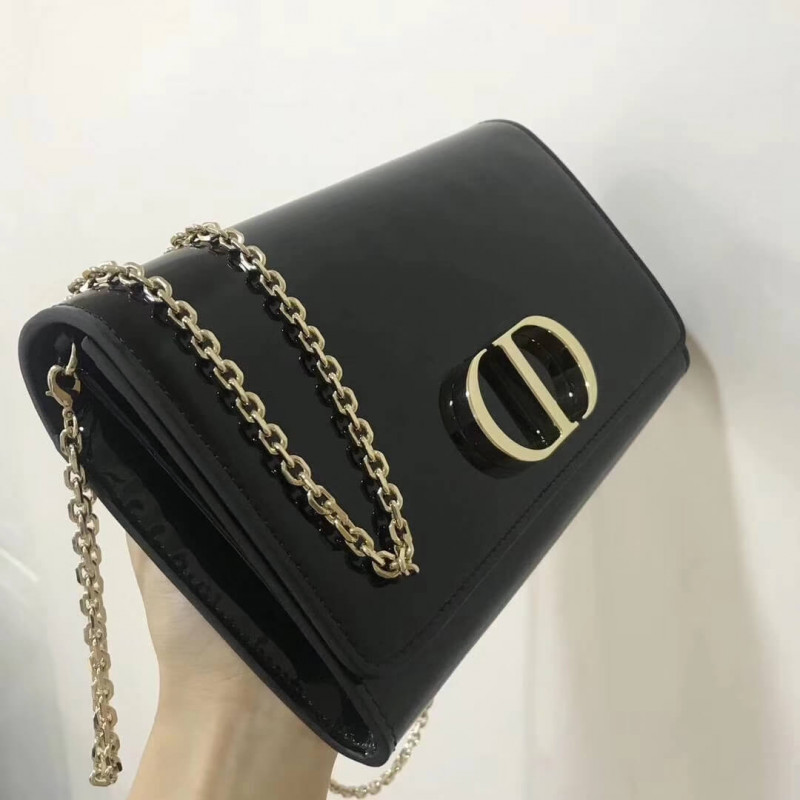 Replica Christian Dior Black 30 Montaigne Patent Calfskin Wallet On Chain S2059 - Image 3
