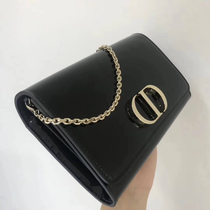 Replica Christian Dior Black 30 Montaigne Patent Calfskin Wallet On Chain S2059 - Image 4