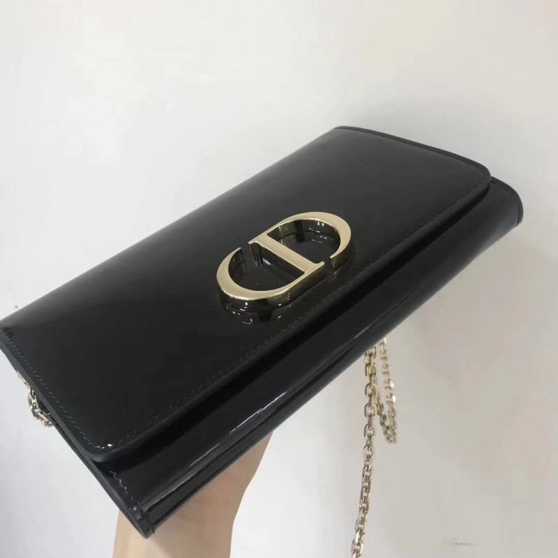 Replica Christian Dior Black 30 Montaigne Patent Calfskin Wallet On Chain S2059 - Image 5