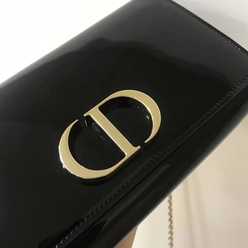 Replica Christian Dior Black 30 Montaigne Patent Calfskin Wallet On Chain S2059 - Image 6