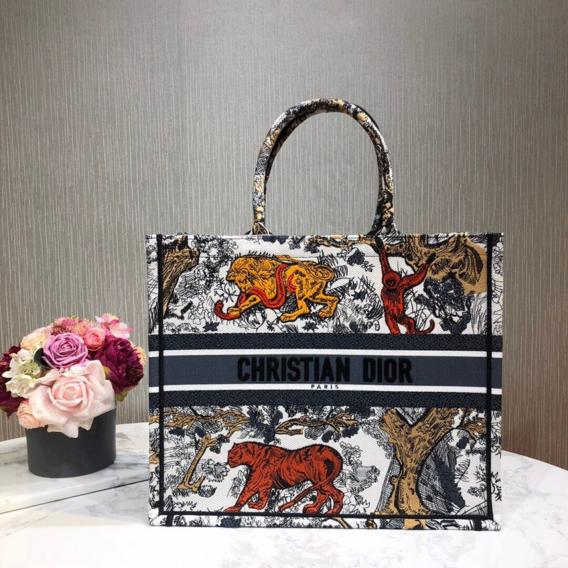 Replica Christian Dior Book Tote Multicolor Toile De Jouy Bag M1286