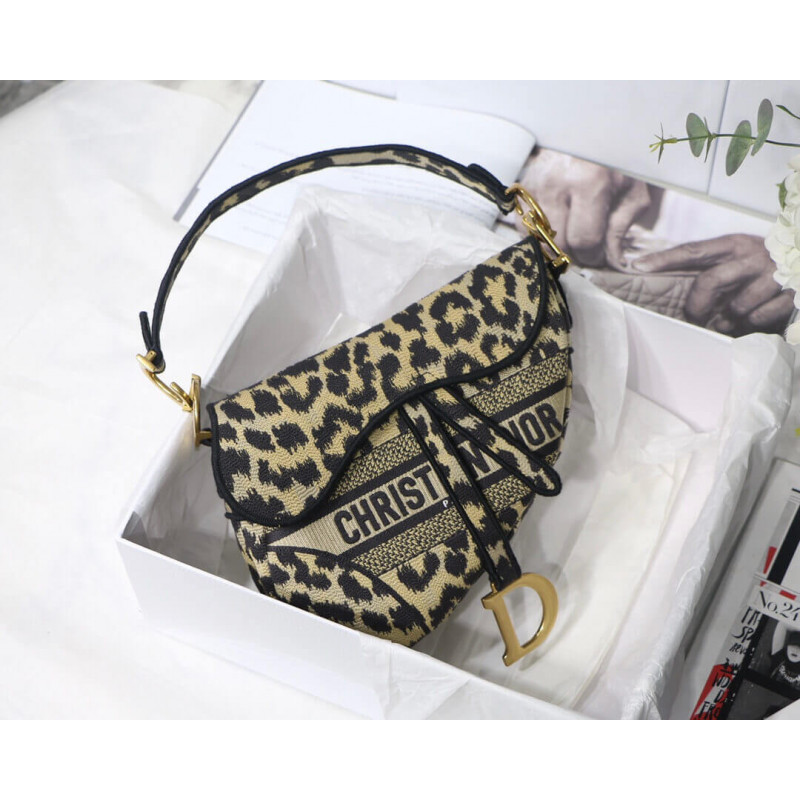 Replica Christian Dior Borsa Saddle Ricamo Mizza Beige Multicolore M0446 - Image 3