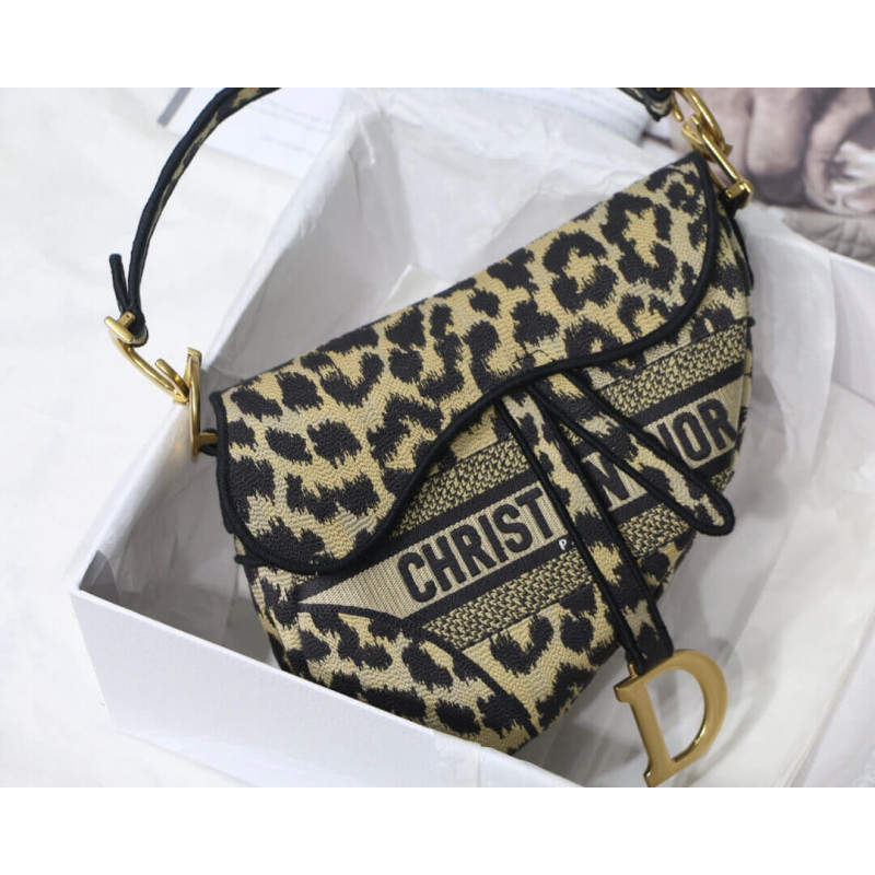 Replica Christian Dior Borsa Saddle Ricamo Mizza Beige Multicolore M0446 - Image 4