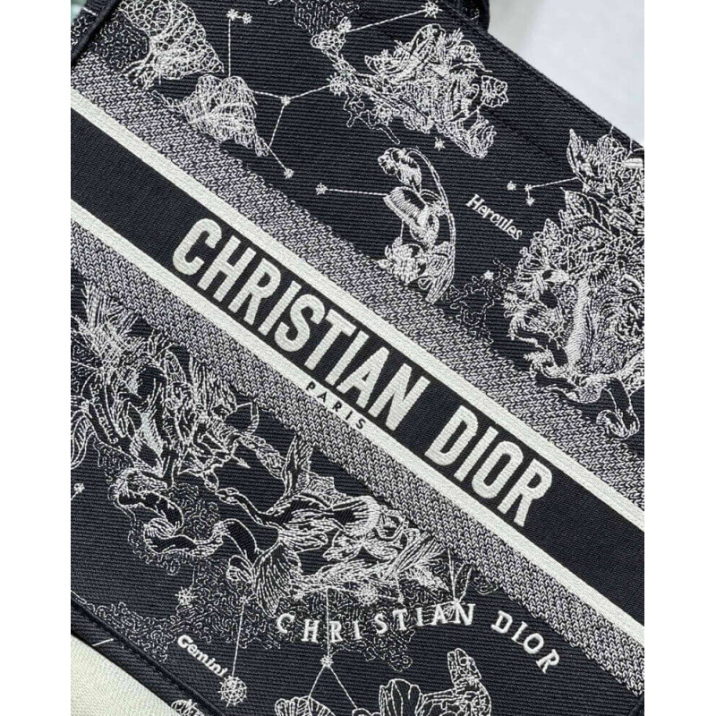 Replica Christian Dior Large Book Tote Black Toile De Jouy Zodiac Embroidery M1286 - Image 3