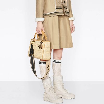 Alternative view of Replica Christian Dior Medium Lady Dior Bag Natural Cannage Raffia M0565