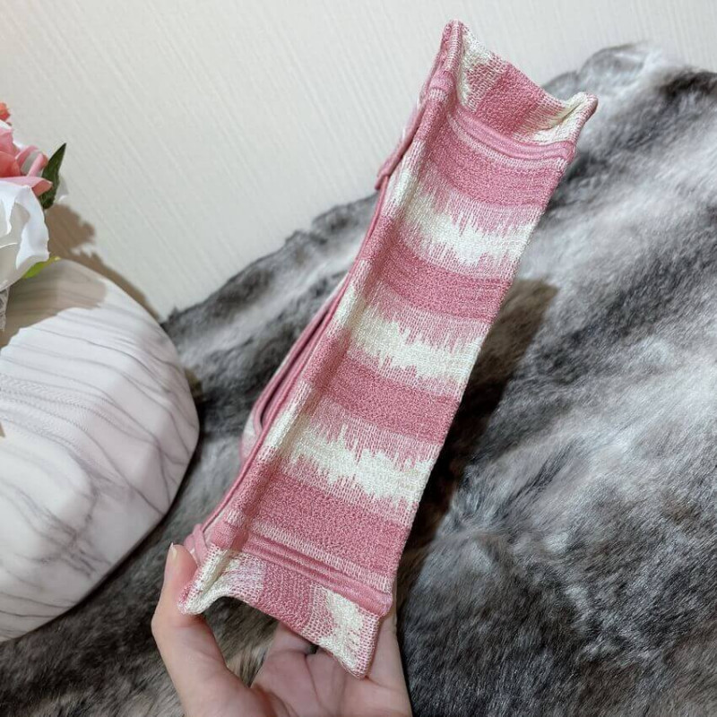 Replica Christian Dior Mini Book Tote Pink D-Stripes Embroidery S5475 - Image 5