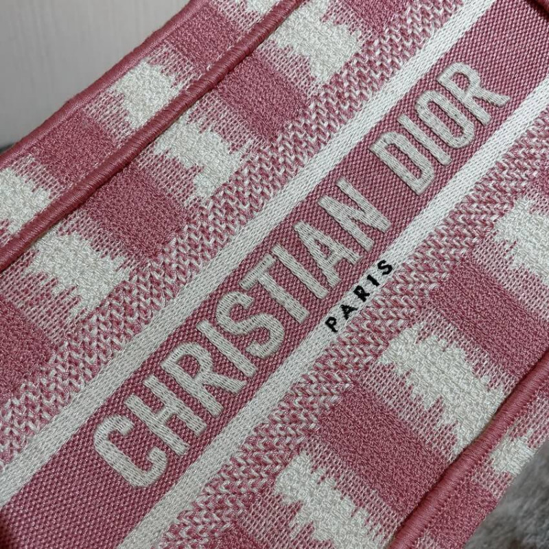Replica Christian Dior Mini Book Tote Pink D-Stripes Embroidery S5475 - Image 6
