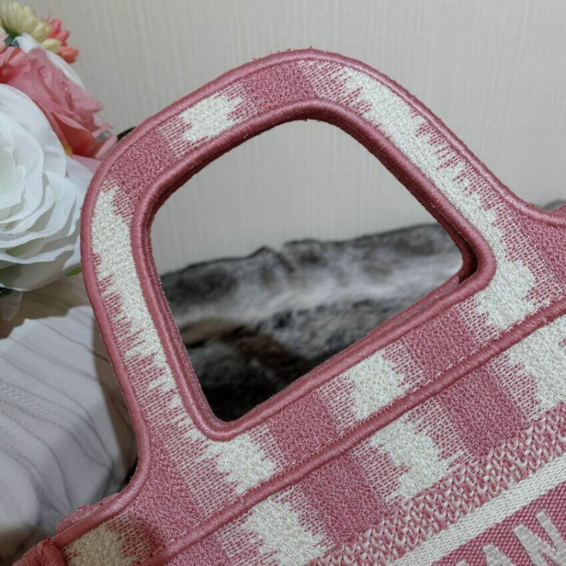 Replica Christian Dior Mini Book Tote Pink D-Stripes Embroidery S5475 - Image 7