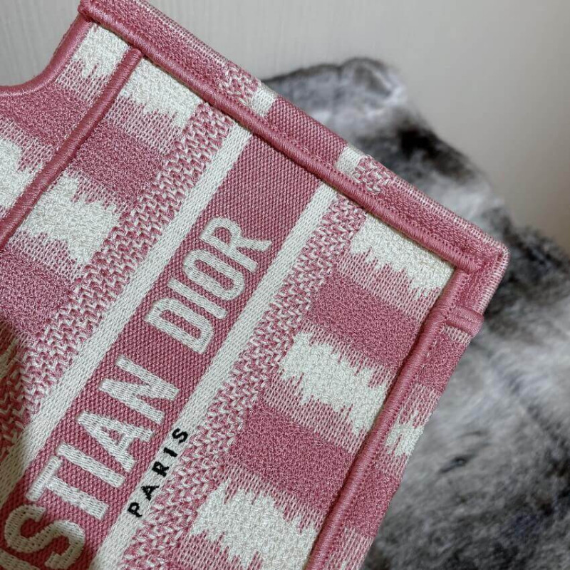 Replica Christian Dior Mini Book Tote Pink D-Stripes Embroidery S5475 - Image 9