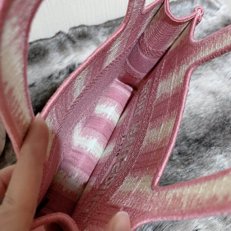 Replica Christian Dior Mini Book Tote Pink D-Stripes Embroidery S5475 - Image 10