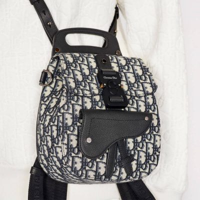 Alternative view of Replica Christian Dior Mini Saddle Backpack Navy Blue Dior Oblique Jacquard 1Ad086