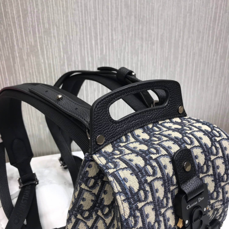 Replica Christian Dior Mini Saddle Backpack Navy Blue Dior Oblique Jacquard 1Ad086 - Image 11