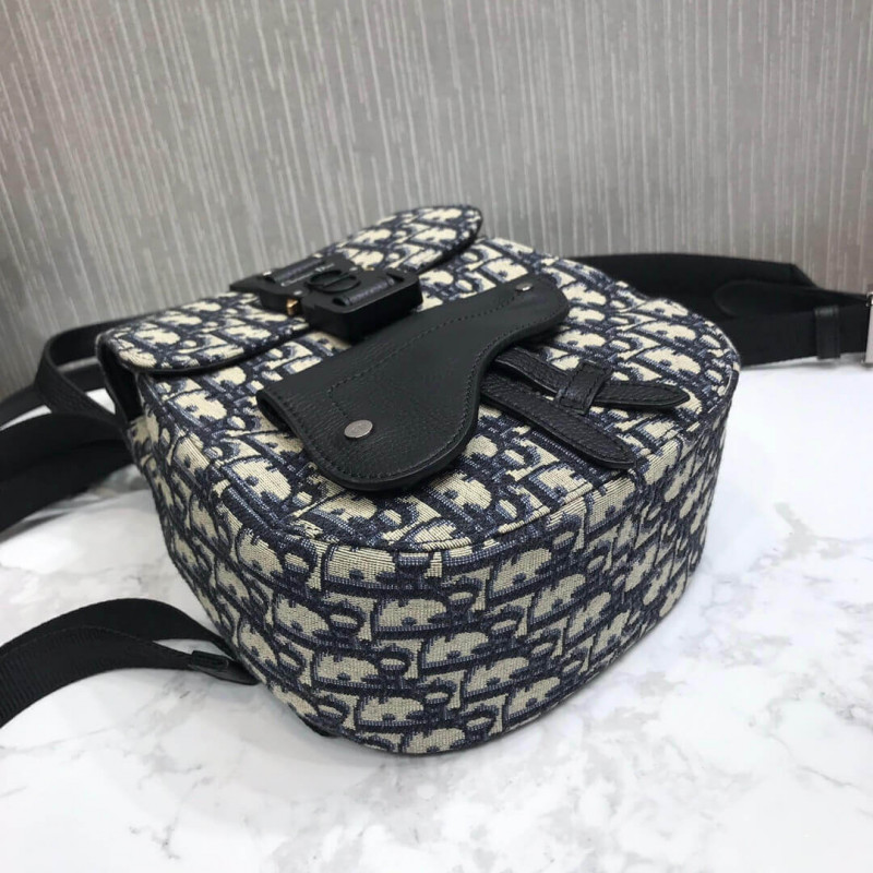 Replica Christian Dior Mini Saddle Backpack Navy Blue Dior Oblique Jacquard 1Ad086 - Image 13