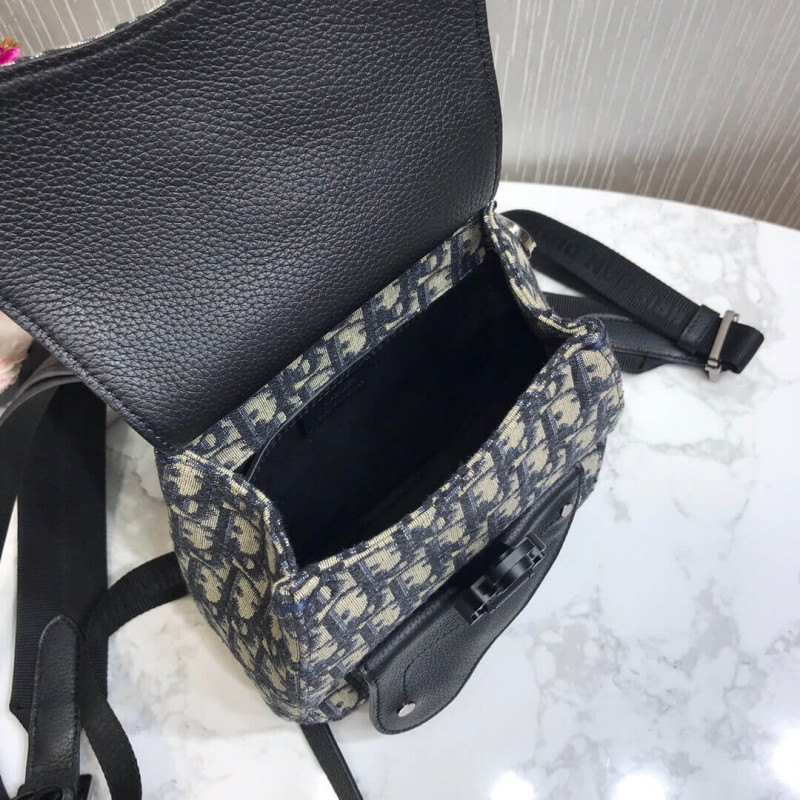 Replica Christian Dior Mini Saddle Backpack Navy Blue Dior Oblique Jacquard 1Ad086 - Image 14