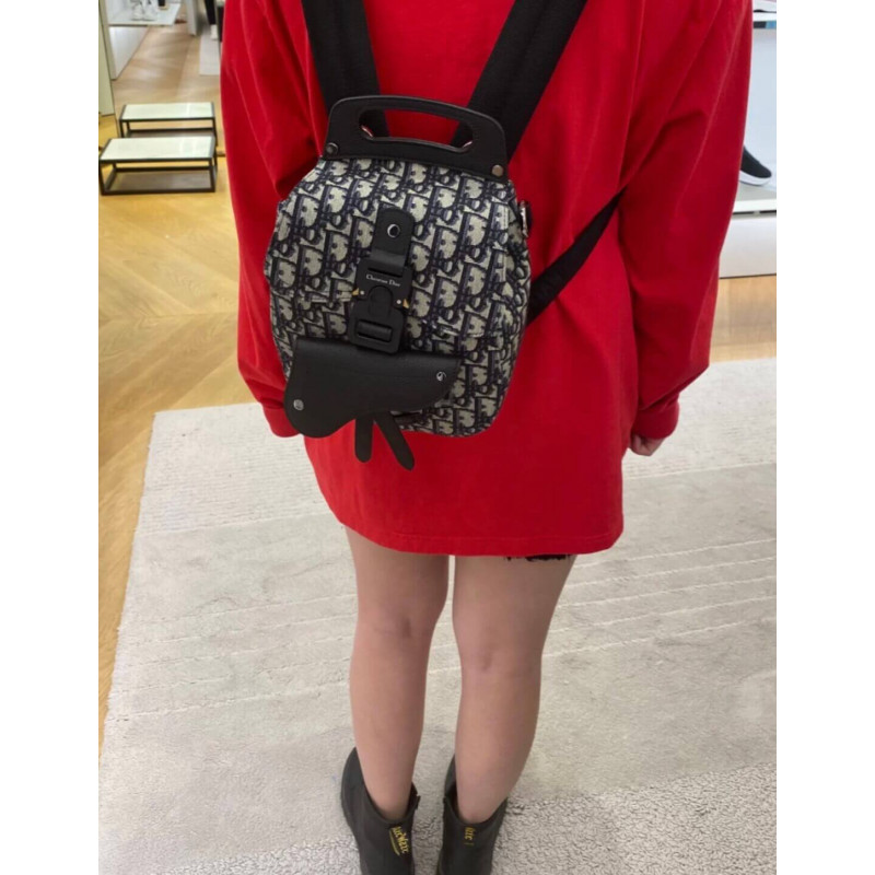Replica Christian Dior Mini Saddle Backpack Navy Blue Dior Oblique Jacquard 1Ad086 - Image 4