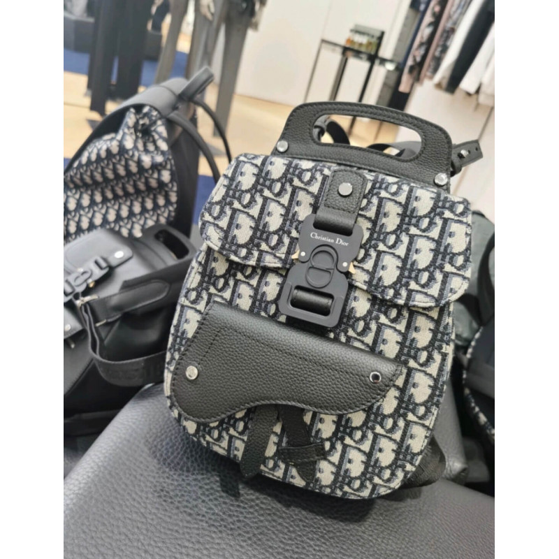 Replica Christian Dior Mini Saddle Backpack Navy Blue Dior Oblique Jacquard 1Ad086 - Image 5